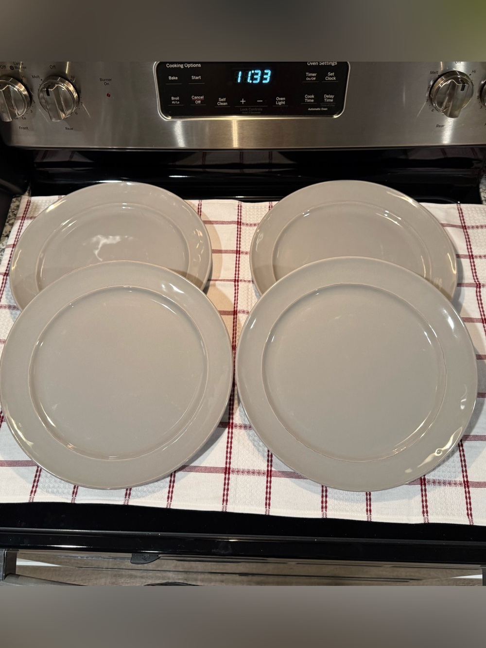 Pottery Barn Handcrafted Stoneware Cambria Dinner Plates, Gray